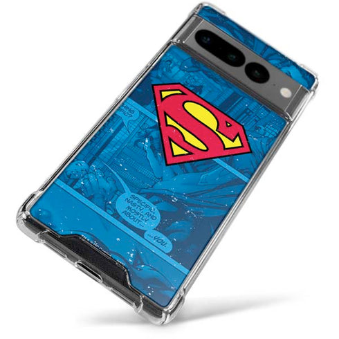 DC Comics Superman Logo Background Pattern Google Pixel 7 Pro Clear Case